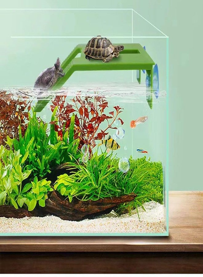YCSSSD Turtle Basking Platform, Turtle Tank Decoration Accessories, Amphibian Pet Climbing Ladder Ramp Resting Terrace Deck, Green - Image 2